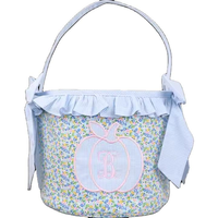 Seau en toile vierge en gros pour Halloween, personnalisable pour la broderie, sacs cadeaux festifs à volants avec nœud pour les fêtes