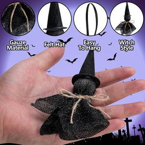Adorno Colgante de Bruja Espeluznante para Halloween, Sombrero de Bruja de Fieltro Negro, Decoración para Árbol de Interior, Hecho a Mano, Reutilizable, Personalizado - Product Image 3