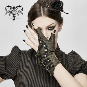 Gants en cuir du diable pour femmes, accessoire de mode, steampunk marron, en forme de 7 clous, décoration d'ongles, sexy, 2020, GE014