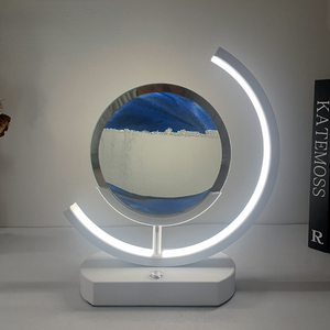 Lampe de table rechargeable avec sablier à sable mouvant, paysage naturel 3D, sablier moderne en métal artisanal avec LED USB - Product Image 2