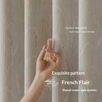 Nouveauté 2026 Rideaux Occultants en Chenille Jacquard Style Français Crème à Motif Floral, Haute Obscurcissement pour Plafond à Plancher