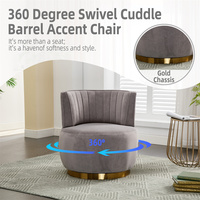 Fauteuils de salon pivotants à 360 degrés, fauteuils ronds avec dossier en tissu velours moelleux pour salle d'attente