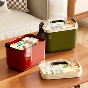 Promotional Modern Large Capacity Double-layer Rectangle Detachable Plastic Medicine Storage Containers