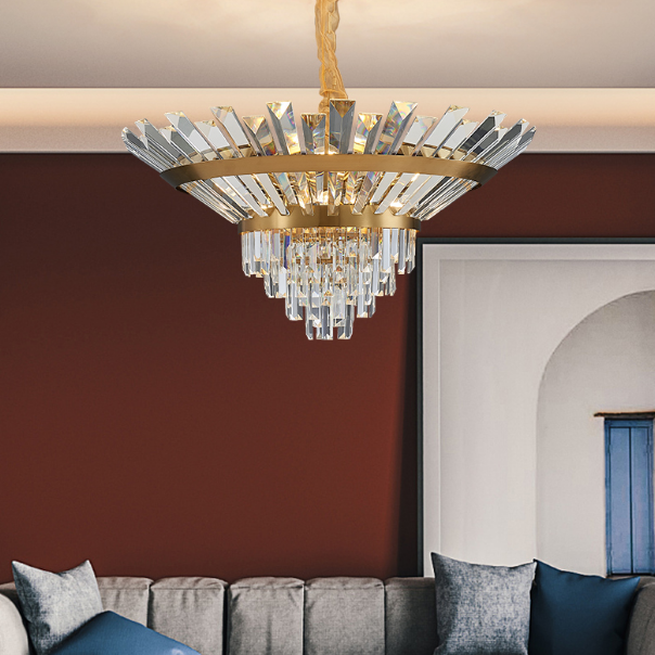 contemporary round  modern gold pendant hanging lighting fixture decoration k9 crystal chandelier luxury