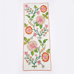 Embroidered Floral Table <b>Runner</b> Cotton Classic Style Home Decor <b>Washable</b> Hand Wash - Product Image 1