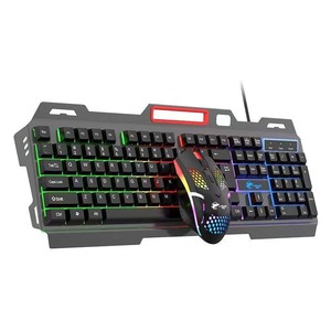 Clavier de jeu filaire avec touches en caoutchouc rétroéclairées et souris de jeu, combo clavier PC RGB - Product Image 3