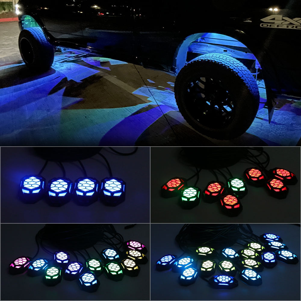 Iluminación Camiones Furgonetas 4 Luces LED ámbar Para Camiones - 6 LED Cada Una - 12V/24V - Cromadas E Impermeables 12V 24V Camiones