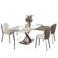 Hôtel de luxe marbre table à manger ensemble 6 places blanc dessus en marbre tables à manger rectangulaires pour cuisine salle à manger meubles