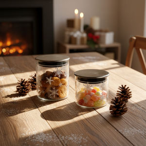 Set <span class=keywords><strong>di</strong></span> <span class=keywords><strong>Barattoli</strong></span> <span class=keywords><strong>in</strong></span> <span class=keywords><strong>Vetro</strong></span> Borosilicato con Coperchio Ermetico, Motivo a Quadri Rosso e Nero con Fiocchi <span class=keywords><strong>di</strong></span> Neve, per Natale - Product Image 5