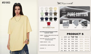 T-shirt décontracté ample en pur coton à manches courtes, poids lourd 345g, nouvelle tendance 2026, pour hommes et femmes - Product Image 6