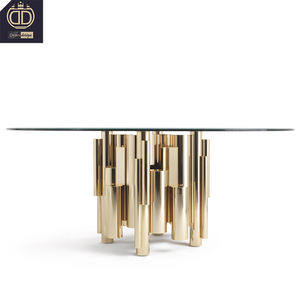 Set <span class=keywords><strong>Tavolo</strong></span> da Pranzo Moderno di <span class=keywords><strong>Design</strong></span> Italiano in <span class=keywords><strong>Vetro</strong></span> Temperato <span class=keywords><strong>Rotondo</strong></span> di Lusso con Capacità 6-8 Sedie Forma Ovale Elegante per Casa e Hotel - Product Image 1