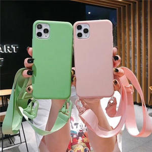 Candy Color TPU Waterproof Ins Style Lanyard <b>Case</b> for X and <b>11</b> Anti-Shock Mobile Phone <b>Case</b> - Product Image 1