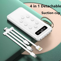 Banque d'alimentation portable mini Li-Polymère 10000mAh avec écran LED, 4 câbles intégrés, USB Type-C, haute capacité, sortie 10W, personnalisable
