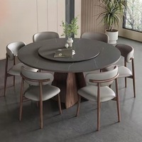 High-End Massivholz runden Tisch Plattenspieler Home Esstisch Walnuss Farbe italienischen minimalist ischen matten Rock Board runden Tisch