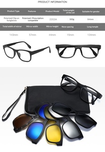 Lunettes de soleil polarisées unisexes TR90 à monture ovale et cinq verres, protection UV400, tendance, pour la conduite et la pêche, avec étui en cuir et logo - Product Image 6