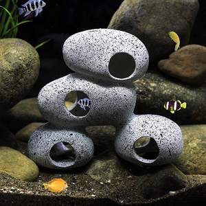 Cichliden Rock Cave Aquarium Decoraties Hars <span class=keywords><strong>Betta</strong></span> Vis Hideout Stapelbare Kleine Aquarium Steen Hideaway Decor Ornament - Product Image 2