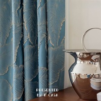 Rideaux Jacquard de haute précision à feuille d'or de luxe pour la décoration de fenêtre de chambre à coucher de salon