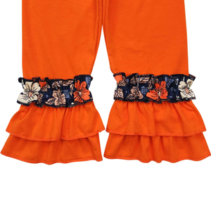 Conjunto de ropa informal de boutique para niña pequeña al por mayor, conjuntos de otoño con estampado de flores naranjas para niños y niñas pequeñas, conjunto de hermana infantil - Product Image 3