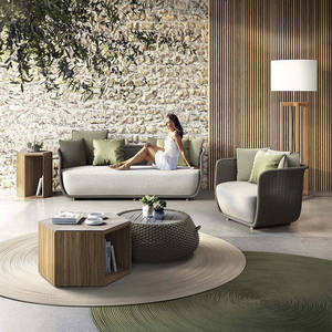 Sofá de Ratán para Jardín, Modelo Villa, para Balcón o Terraza, Sofá de Ratán Tejido Simple para Sala de Estar, Combinación con Mesa de Té - Product Image 3