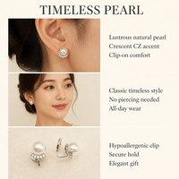 Produit Tendance 2026 : Boucles d'oreilles à clip sans perçage pour femmes, boucles d'oreilles en perles, vente en gros, bijoux en laiton