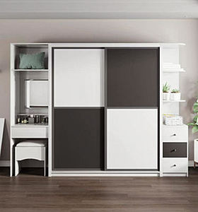 Customized Color Convertible Bedroom Wardrobe with <b>Dressing</b> <b>Table</b> and Cupboard Design for Apartment - Product Image 3