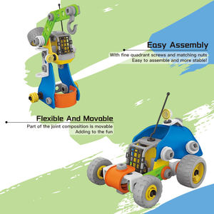Ensemble de jouets de construction STEM pour enfants, 81 pièces, modèles de voitures et d'hélicoptères, jeu de construction imaginatif, développement de la motricité fine - Product Image 4