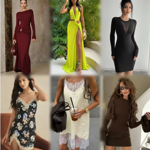 Vestido de Encaje con Volantes de Alta Calidad al por Mayor de Corea del Sur, Primavera-Verano 2025, Vestido <span class=keywords><strong>Elegante</strong></span> con Mangas Abullonadas para Mujer - Product Image 1