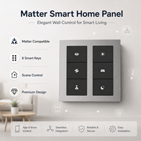 Interrupteur intelligent Matter à écran tactile, passerelle Zigbee pour maison connectée, contrôle par application, domotique, affichage intelligent, matériau PC en verre, 6 interrupteurs