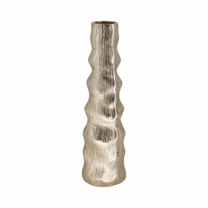 Vaso Alto in Metallo Texturizzato, Moderno Vaso Decorativo per Fiori, per Soggiorno, Camera da Letto, Arredamento Casa - Product Image 3