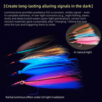 6/0 #   Leurre de pêche à la mouche Luminous Tarpon Streamers avec yeux 3D et hameçons en acier inoxydable pour la pêche nocturne au bar, au tarpon et au bonite géant