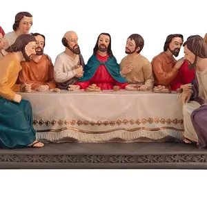 Perjamuan Terakhir patung 11.41 inci Perjamuan Terakhir adegan agama Resin Yesus dan 12 murid pada Makan malam terakhir