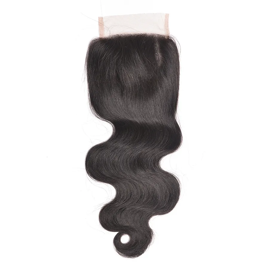 Dankeyisi — Extension de cheveux brésiliens longs naturels, 14 pouces, 4x4, Lace Closure, Body Wave, de qualité supérieure, pour femmes