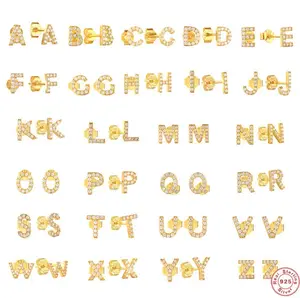 Alphabet文字のスタッドのイヤリングシルバー925ゴールドメッキスターリングsilv 925イヤリング