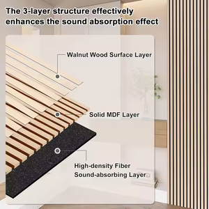 Panneaux muraux modernes en lattes de <span class=keywords><strong>bois</strong></span> au fini chêne <span class=keywords><strong>naturel</strong></span> Placage de <span class=keywords><strong>bois</strong></span> massif pour salle à manger absorbant le son Décorations murales intérieures - Product Image 3