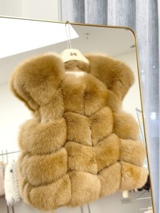 Nouveau femmes coréen INS Style véritable luxe fourrure de renard gilet manteau haut de gamme mode épais <span class=keywords><strong>Trench</strong></span> Long - Product Image 3