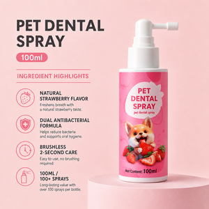 Spray buccal pour animaux de compagnie, saveur fraise, éliminateur de mauvaise haleine, nettoyant pour dents, soin des gencives, hygiène buccale, 100 ml, pour chiens et chats, vente en gros OEM - Product Image 3