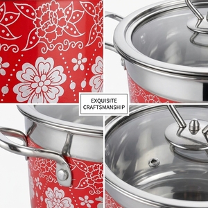Ensemble de casseroles FLEY Premium 10 pièces en acier inoxydable rouge, fond induction, pour cuisine moderne. - Product Image 2