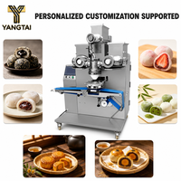 Machine industrielle automatique d'encrustage et de remplissage pour gâteaux de lune, mochi, daifuku, en acier inoxydable 304, double trémie, pour pâtisserie