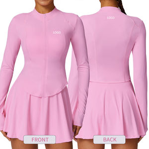 Conjunto de Yoga con Protección Solar UPF50+ UV, 2 Piezas, Chaqueta de Manga Larga y Falda de Tenis para Mujer, Transpirable, de Secado Rápido, Spandex N - Product Image 1