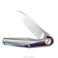 KMS Marque M390 Zirconium Damas Titane Alliage Poignée Surface CD Motif Tactique Camping En Plein Air Pliant Couteau De Chasse