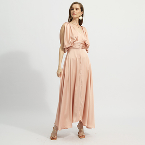 بيع بالجملة جميلة أم فستان العروس ارتفاع الخصر الأرجواني طويل سوينغ فستان وصيفة الشرف - Product Image 4