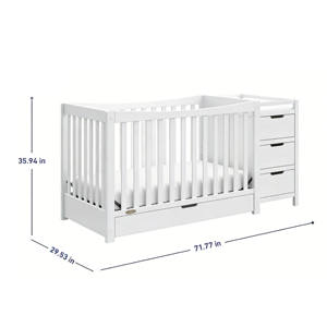 Cuna de Madera Moderna y Ecológica Personalizada con Gabinete de Almacenamiento y Cómoda de Tres Cajones para Cuarto de Bebé, Dormitorio u Hospital - Product Image 4