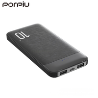 Banques d'alimentation texturées en maille métallique PORPIU en promotion en gros, 10000mAh, cadeau d'affaires, batterie externe 20000mAh