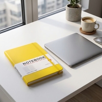 Carnet à couverture rigide jaune A5 personnalisé avec logo, ligné, avec bande élastique, pour le bureau et l'école, papeterie, cadeau d'affaires