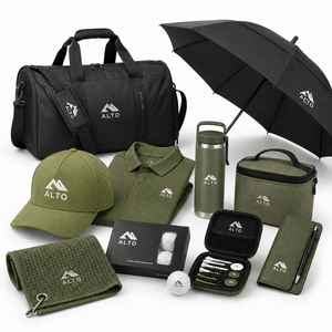 Promotional <b>Ball</b> Cap Corporate Wellness Swag Set with Polo Shirt Cooler Bag Tumbler and Fitness Accessories - Product Image 1