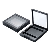 Palette de fard à paupières carrée vide avec fenêtre et brosse étui à blush en plastique étui à poudre compact personnalisé emballage de cosmétiques