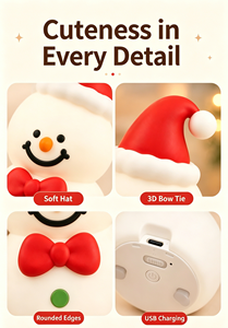 Snowman Silicone Touch <b>Lamp</b> Bedroom Headboard <b>Charging</b> Night Light Ambient Light Christmas Gift - Product Image 6