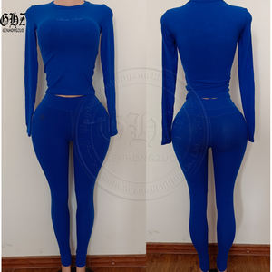 Set Primaverile 2026 per Ragazze Alte, Abbigliamento Y2k, Loungewear da Donna, Collo Alto, Maniche Lunghe, Pantaloni in Cotone a Coste, Completo Due Pezzi - Product Image 2