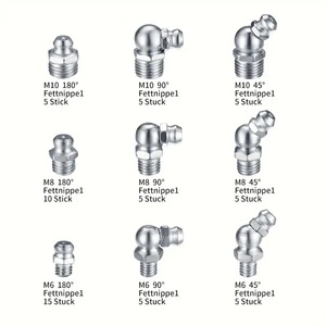Conectores de Engrasadores Métricos M6 M8 M10 en Ángulo de 45, 90 y 180 Grados, Juego de 60 Piezas para Pistolas de Engrase - Product Image 3