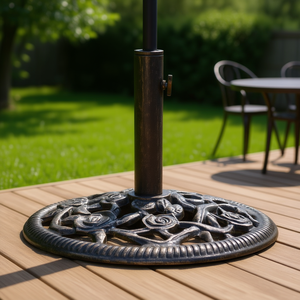 Base de parasol en fonte de fer, 26,5 lb, 18,9 pouces, design traditionnel rond, pour usage extérieur - Product Image 2